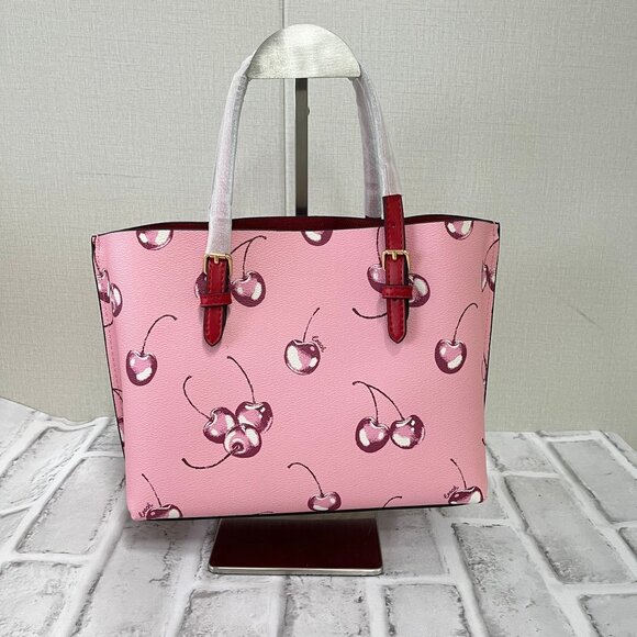 Coach Pink Tote with Cherry Design - Picture 1 of 9